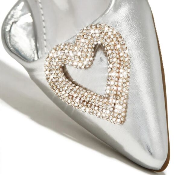BRAND NEW PAZZLE RHINESTONE HEART DESIGN SLINGBACK FLAT - Picture 16 of 16